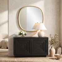 Decorative Wall Mirror, Gold Leaf Irregular Round, Beveled Glass, 30 Inch
