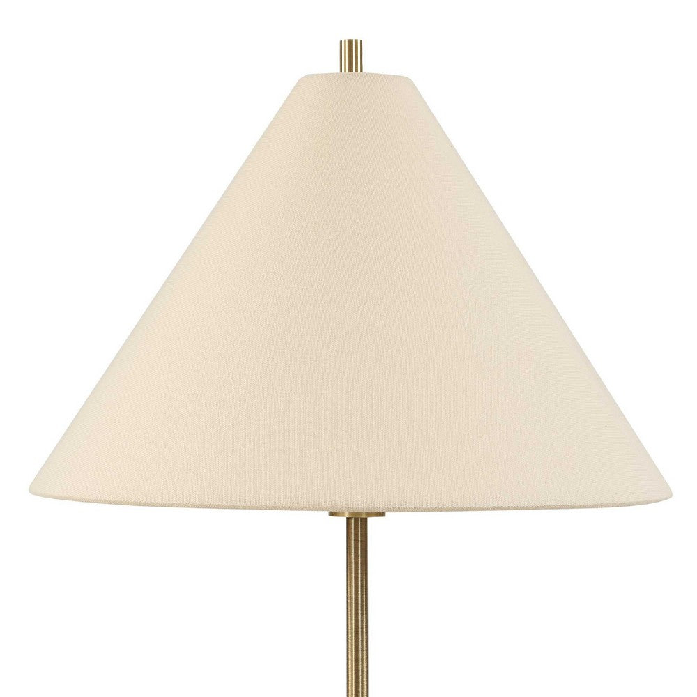 Table Lamp Set of 2, Plated Antique Brass, Off White Linen Shades