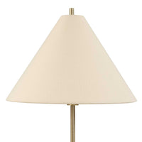 Table Lamp Set of 2, Plated Antique Brass, Off White Linen Shades