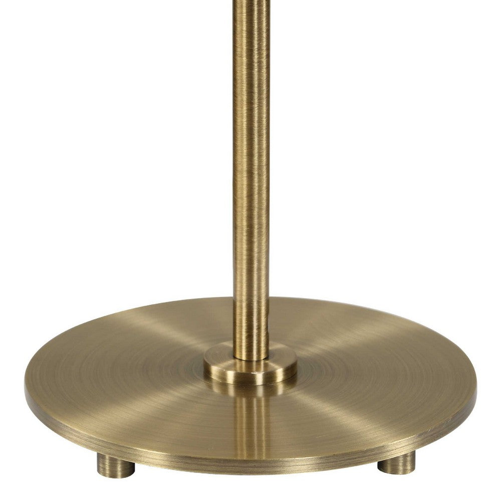 Table Lamp Set of 2, Plated Antique Brass, Off White Linen Shades