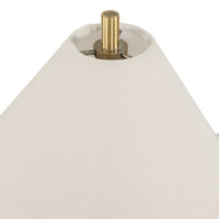 Table Lamp Set of 2, Plated Antique Brass, Off White Linen Shades
