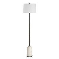 Floor Lamp, Off White Shade, Bronze Stem with Faux Marble Base, 62 Inch