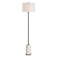 Floor Lamp, Off White Shade, Bronze Stem with Faux Marble Base, 62 Inch