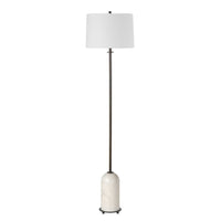 Floor Lamp, Off White Shade, Bronze Stem with Faux Marble Base, 62 Inch