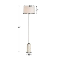 Floor Lamp, Off White Shade, Bronze Stem with Faux Marble Base, 62 Inch