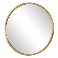 Decorative Wall Mirror, Ribbed Accent Gold Leaf, 34 Inch Round Frame