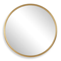 Decorative Wall Mirror, Ribbed Accent Gold Leaf, 34 Inch Round Frame