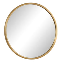 Decorative Wall Mirror, Ribbed Accent Gold Leaf, 34 Inch Round Frame