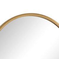 Decorative Wall Mirror, Ribbed Accent Gold Leaf, 34 Inch Round Frame