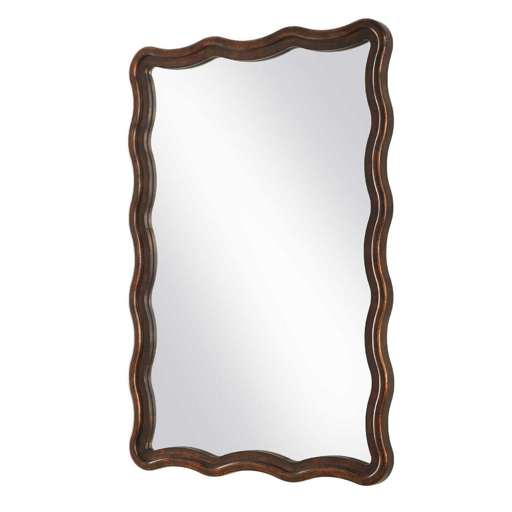 Decorative Wall Mirror, Organic Scalloped Edges, Antique Bronze, Gold, 23x33