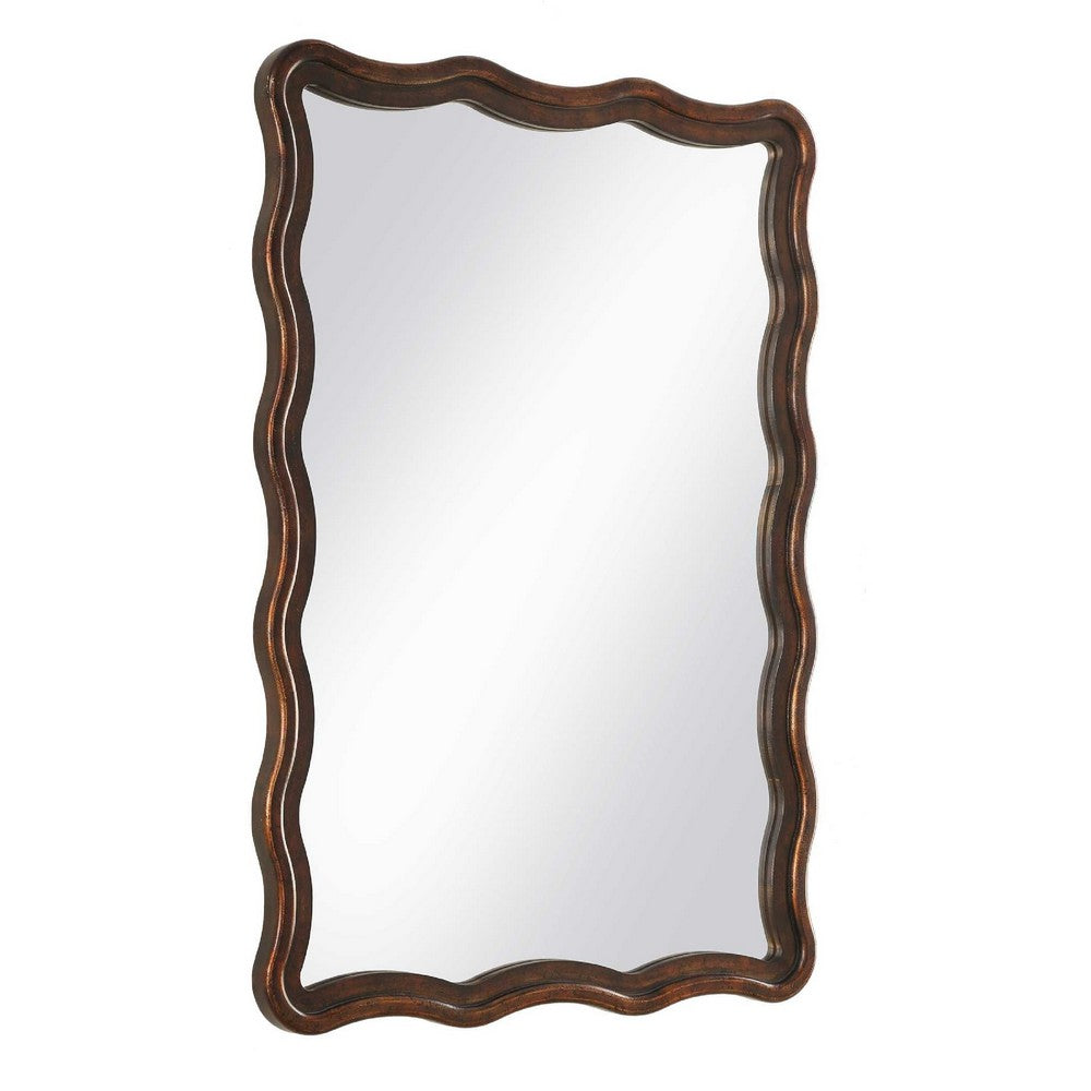 Decorative Wall Mirror, Organic Scalloped Edges, Antique Bronze, Gold, 23x33