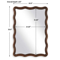 Decorative Wall Mirror, Organic Scalloped Edges, Antique Bronze, Gold, 23x33