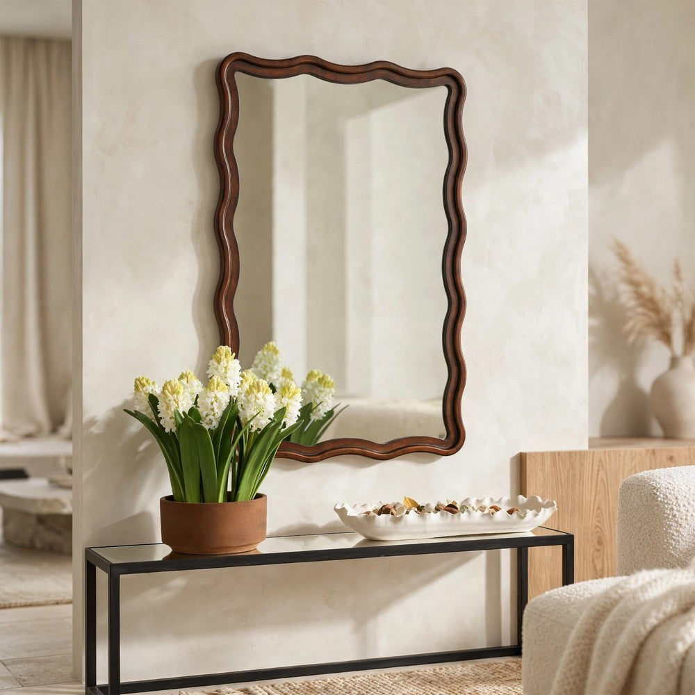 Decorative Wall Mirror, Organic Scalloped Edges, Antique Bronze, Gold, 23x33