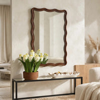 Decorative Wall Mirror, Organic Scalloped Edges, Antique Bronze, Gold, 23x33