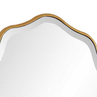 Decorative Wall Mirror, Gold Wavy Leaf, Beveled Glass, 22x32