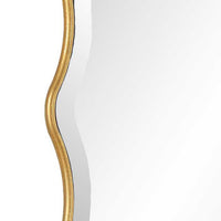 Decorative Wall Mirror, Gold Wavy Leaf, Beveled Glass, 22x32