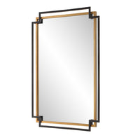 Modern Wall Mirror, Art Deco Bronze and Gold Layered Frame, 22x34