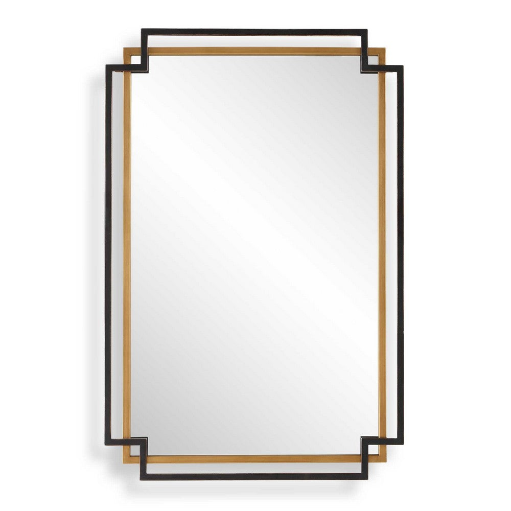Modern Wall Mirror, Art Deco Bronze and Gold Layered Frame, 22x34