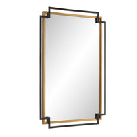 Modern Wall Mirror, Art Deco Bronze and Gold Layered Frame, 22x34