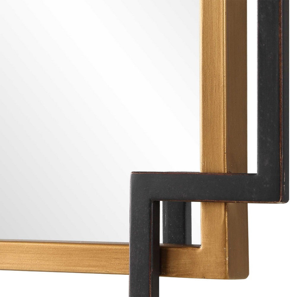 Modern Wall Mirror, Art Deco Bronze and Gold Layered Frame, 22x34