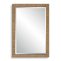 Decorative Coastal Wall Mirror, Faux Rattan Wrap, 22x32 Dark Brown Frame