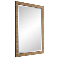 Decorative Coastal Wall Mirror, Faux Rattan Wrap, 22x32 Dark Brown Frame