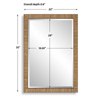 Decorative Coastal Wall Mirror, Faux Rattan Wrap, 22x32 Dark Brown Frame