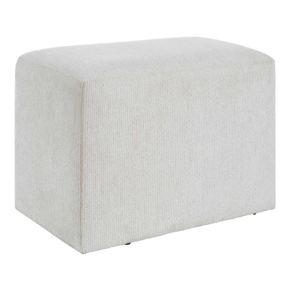 Accent Stool, Channel Tufted, Off White Polyester Upholstered, 24 Inch - BM355522
