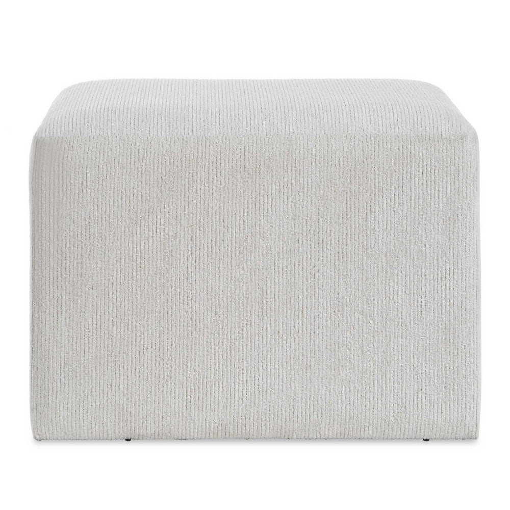 Accent Stool, Channel Tufted, Off White Polyester Upholstered, 24 Inch - BM355522