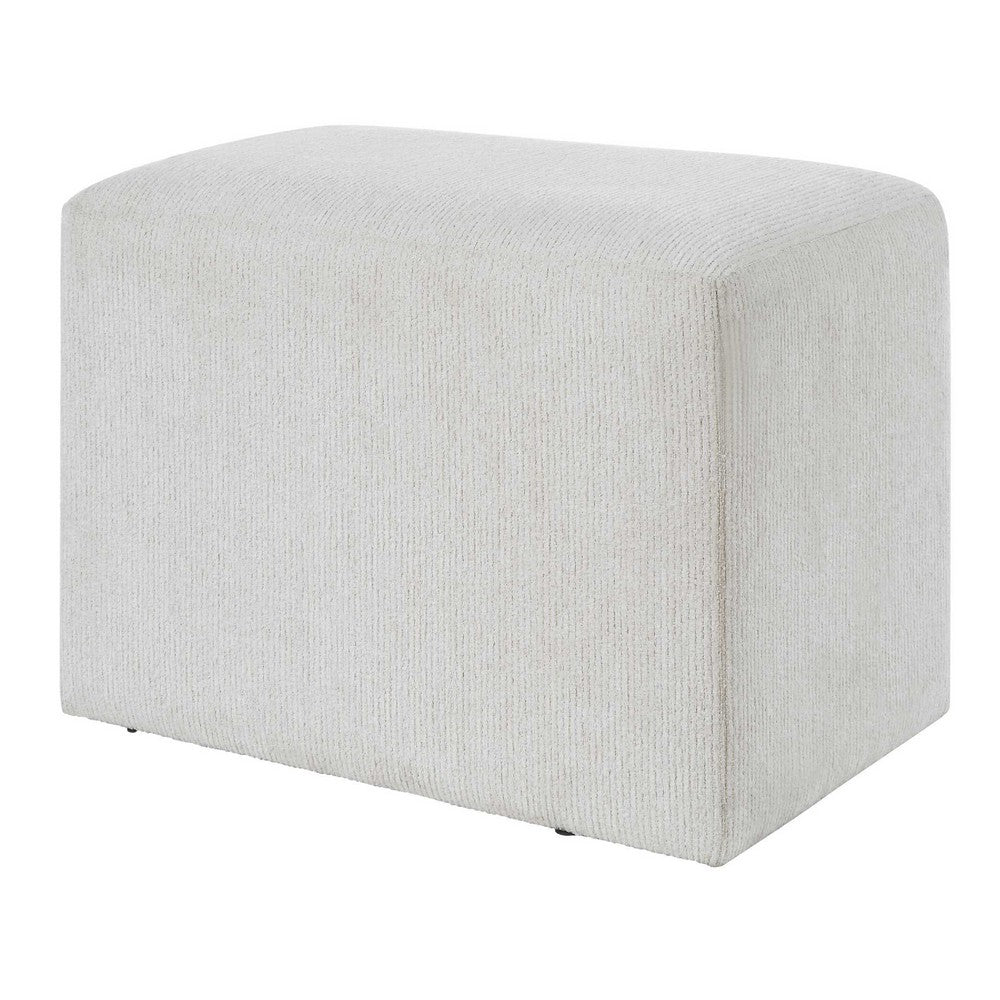 Accent Stool, Channel Tufted, Off White Polyester Upholstered, 24 Inch - BM355522