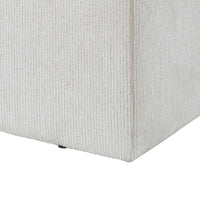 Accent Stool, Channel Tufted, Off White Polyester Upholstered, 24 Inch - BM355522
