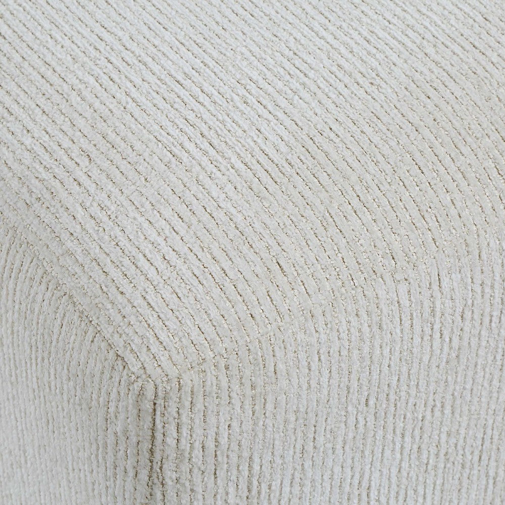 Accent Stool, Channel Tufted, Off White Polyester Upholstered, 24 Inch - BM355522
