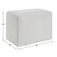 Accent Stool, Channel Tufted, Off White Polyester Upholstered, 24 Inch - BM355522