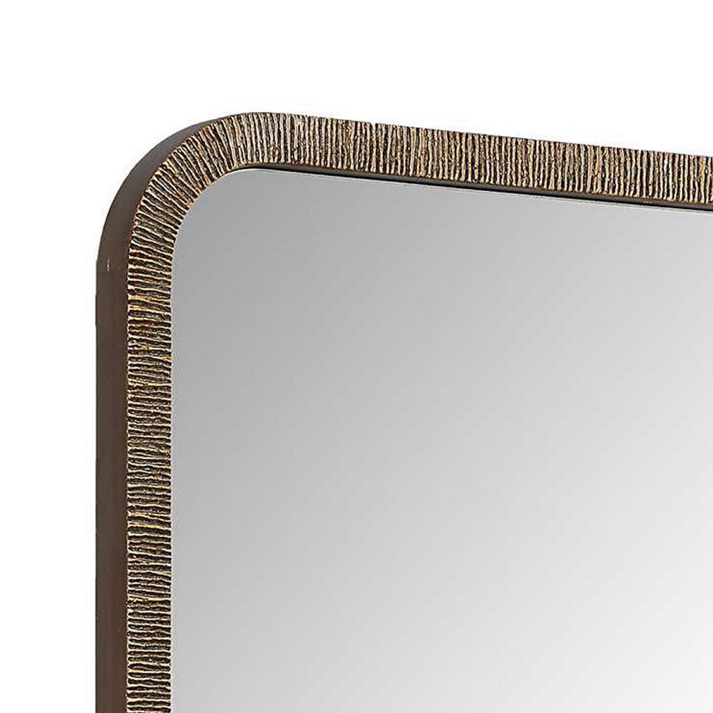 Decorative Wall Mirror, Antique Gold Ridged Frame, 22x32 Rectangular