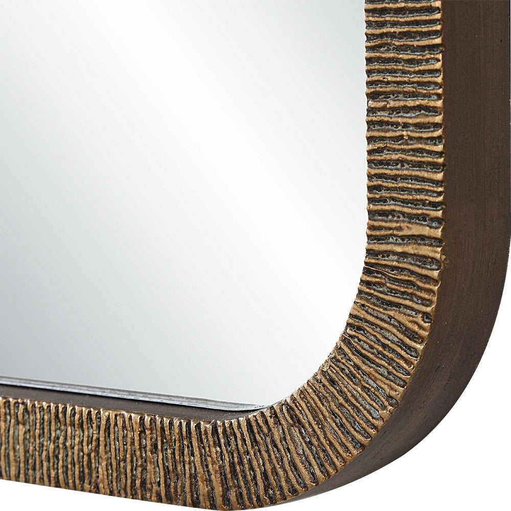 Decorative Wall Mirror, Antique Gold Ridged Frame, 22x32 Rectangular