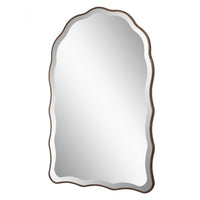 Siva Arched Accent Wall Mirror, Scallop Edges, Antique Bronze, Gold 24x36