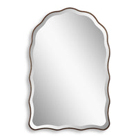 Siva Arched Accent Wall Mirror, Scallop Edges, Antique Bronze, Gold 24x36
