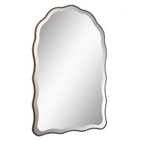 Siva Arched Accent Wall Mirror, Scallop Edges, Antique Bronze, Gold 24x36
