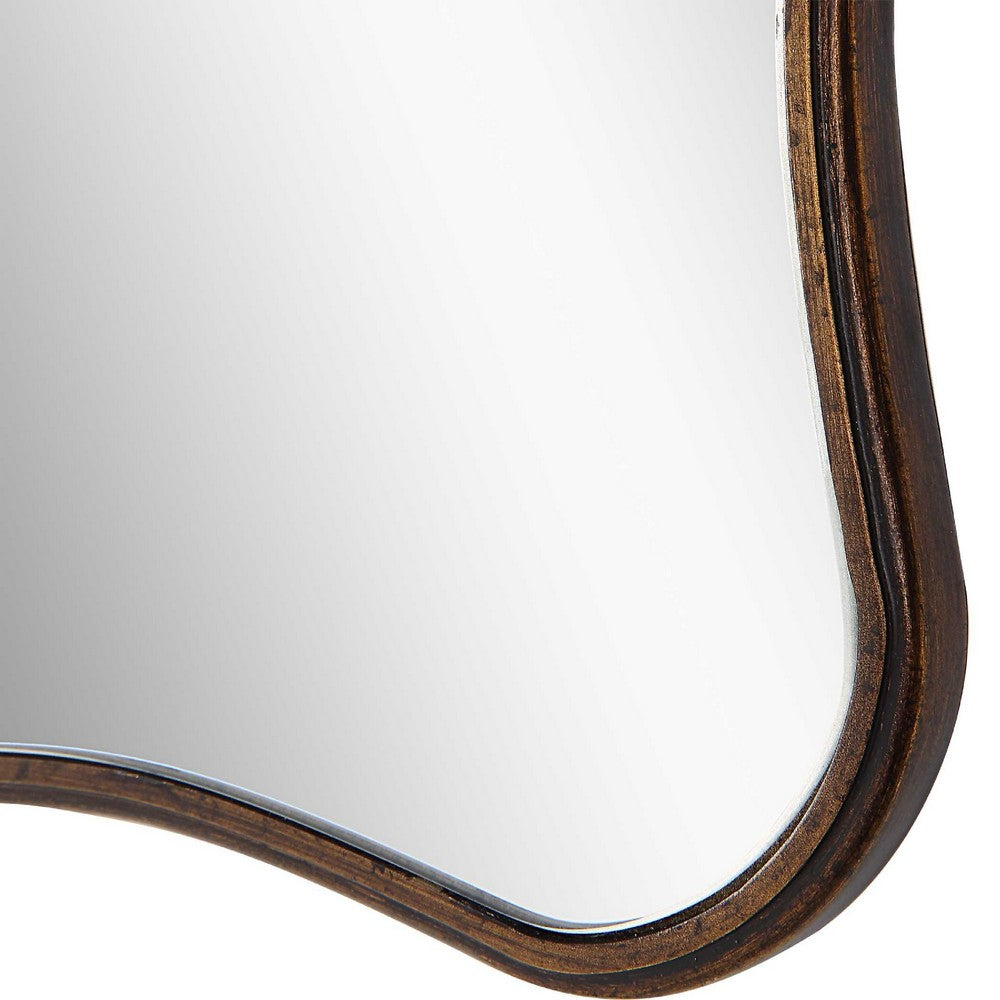 Siva Arched Accent Wall Mirror, Scallop Edges, Antique Bronze, Gold 24x36