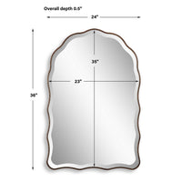 Siva Arched Accent Wall Mirror, Scallop Edges, Antique Bronze, Gold 24x36