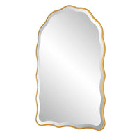 Siva Arched Accent Wall Mirror, Scalloped Edges, Gold Leaf Finish 24x36