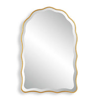 Siva Arched Accent Wall Mirror, Scalloped Edges, Gold Leaf Finish 24x36