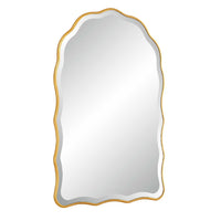 Siva Arched Accent Wall Mirror, Scalloped Edges, Gold Leaf Finish 24x36