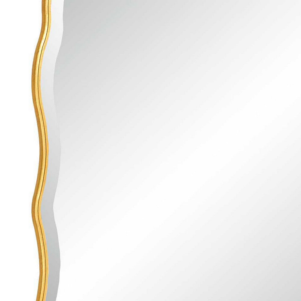 Siva Arched Accent Wall Mirror, Scalloped Edges, Gold Leaf Finish 24x36