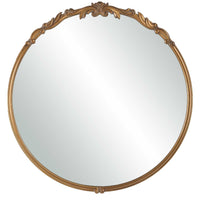 Accent Wall Mirror, Scrollwork, Antique Gold, Gray Glaze, Round 28 Inch