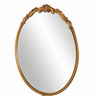 Accent Wall Mirror, Scrollwork, Antique Gold, Gray Glaze, Round 28 Inch