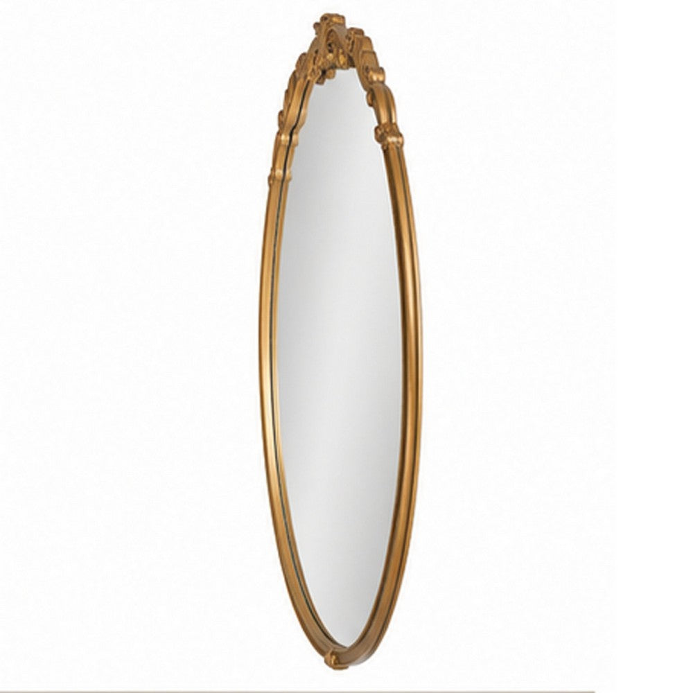Accent Wall Mirror, Scrollwork, Antique Gold, Gray Glaze, Round 28 Inch
