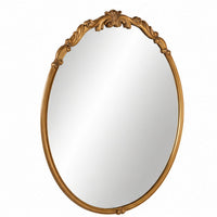 Accent Wall Mirror, Scrollwork, Antique Gold, Gray Glaze, Round 28 Inch