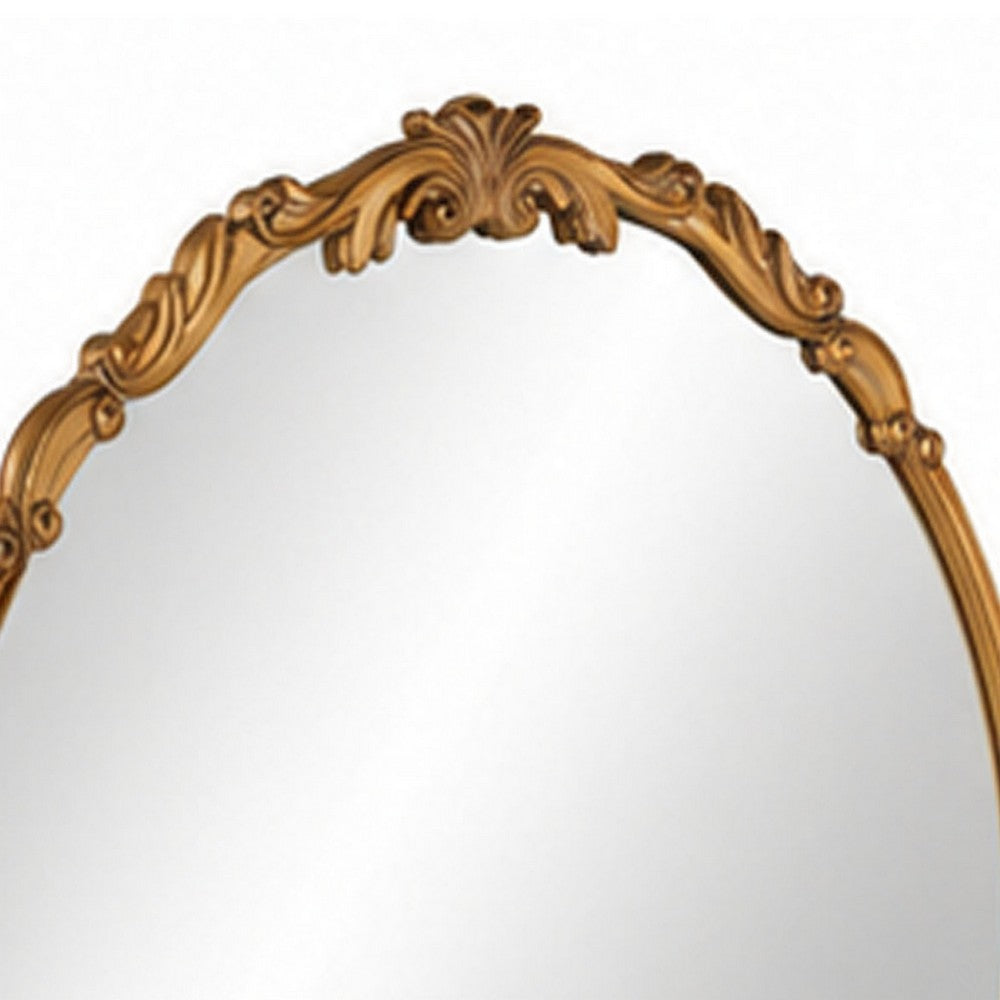Accent Wall Mirror, Scrollwork, Antique Gold, Gray Glaze, Round 28 Inch