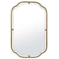 Floating Rectangular Mirror, Concave Corners, Antique Gold Leaf 22x35